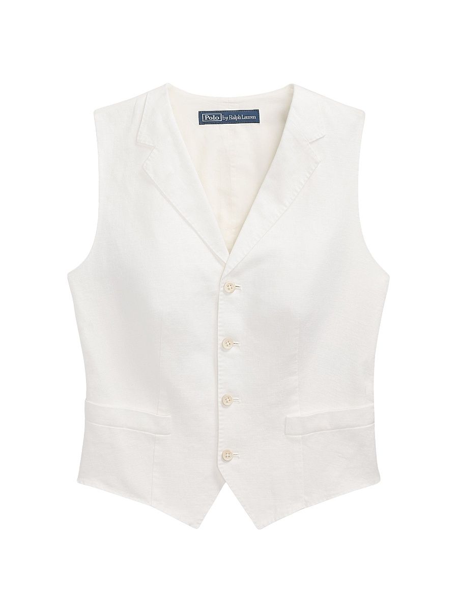 Women's Tailored Linen-Cotton Vest - Nevis - Size 12