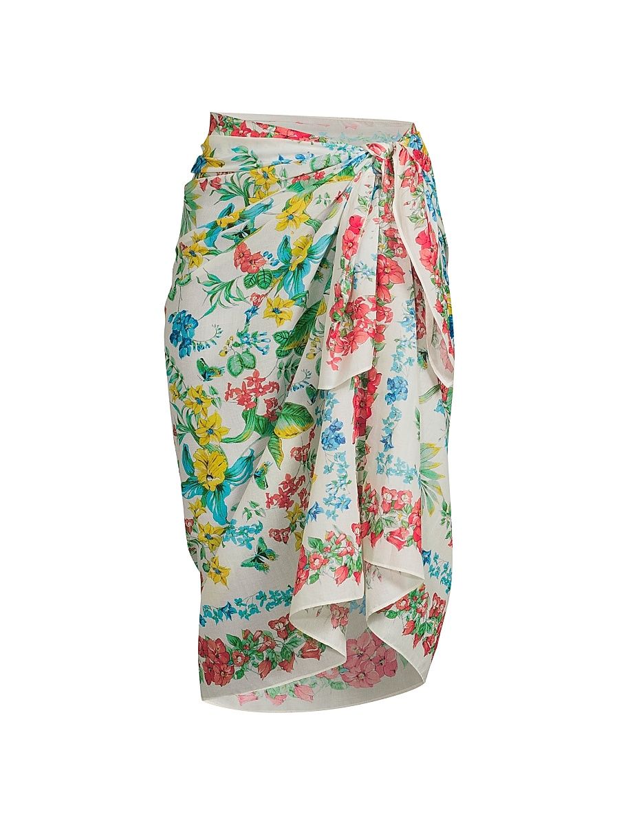 Women's Mckenzie Floral Cotton Pareo - Ivory Multi