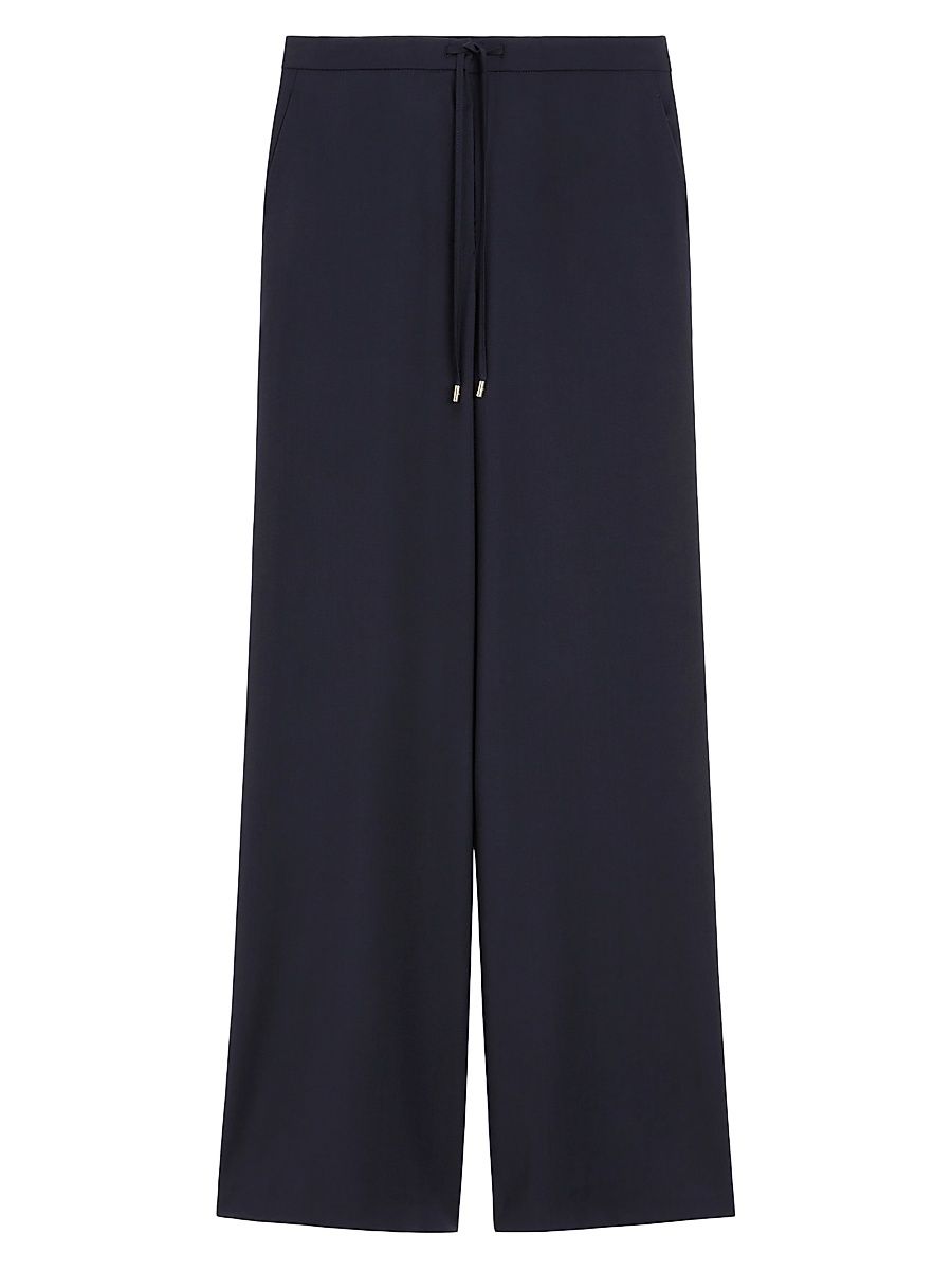 Women's Wool Drawstring Trousers - Navy - Size 2