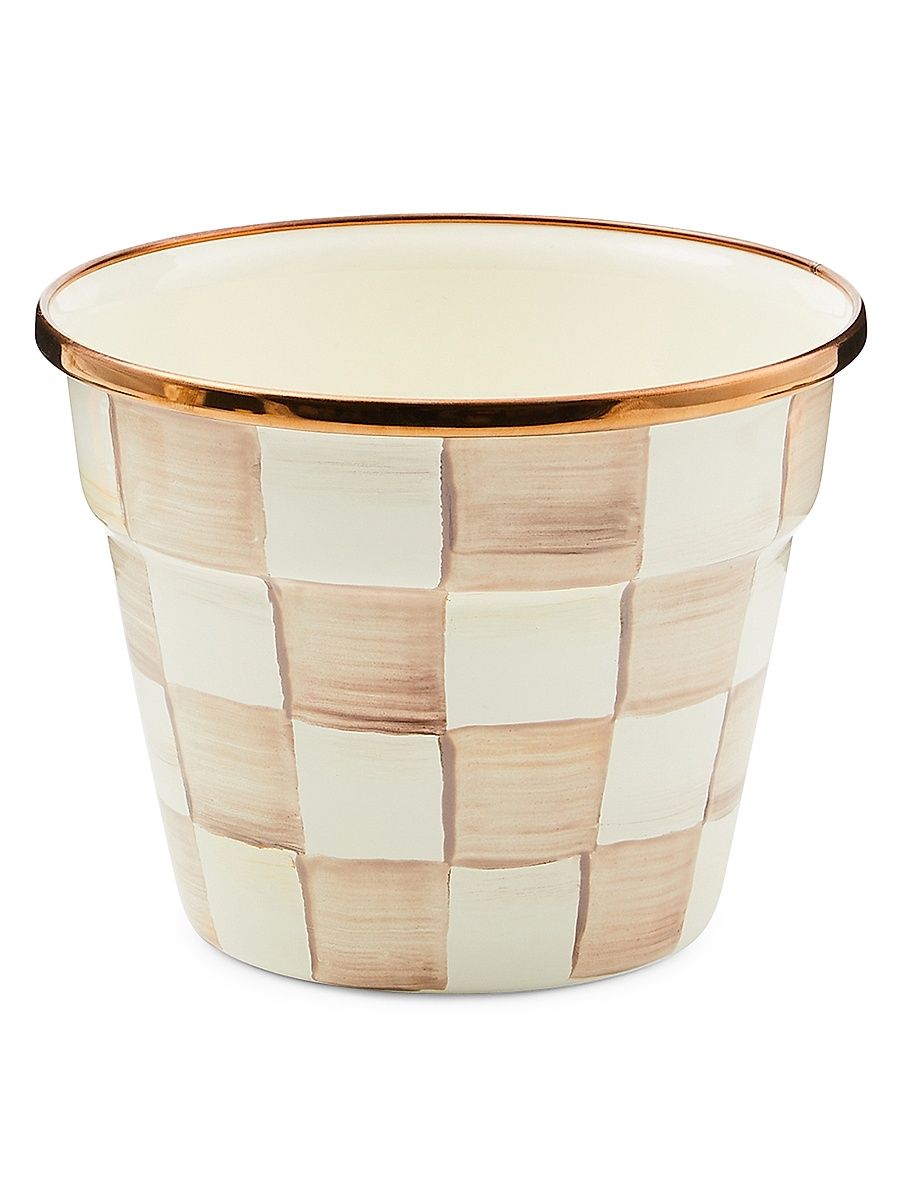 Mocha Check Small Garden Pot