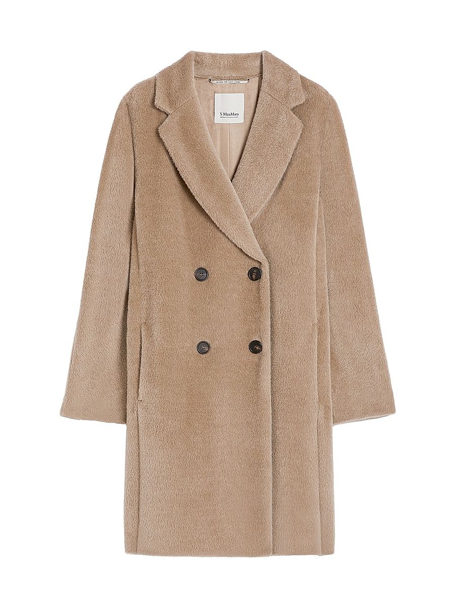 Women's Roseto Alpaca Blend Double Breasted Coat - Moss Green - Size 16