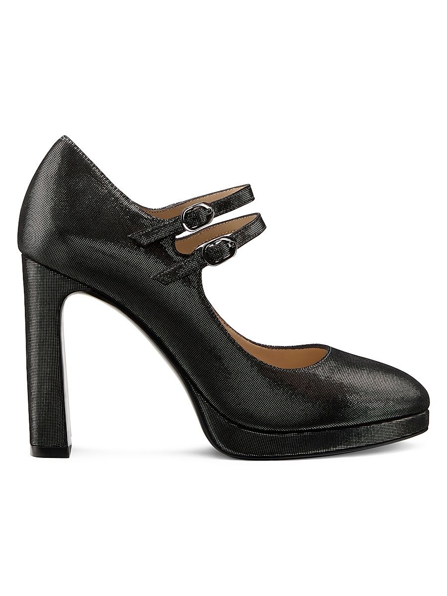 Women's Babette 100MM Leather Mary Jane Pumps - Gunmetal - Size 9.5