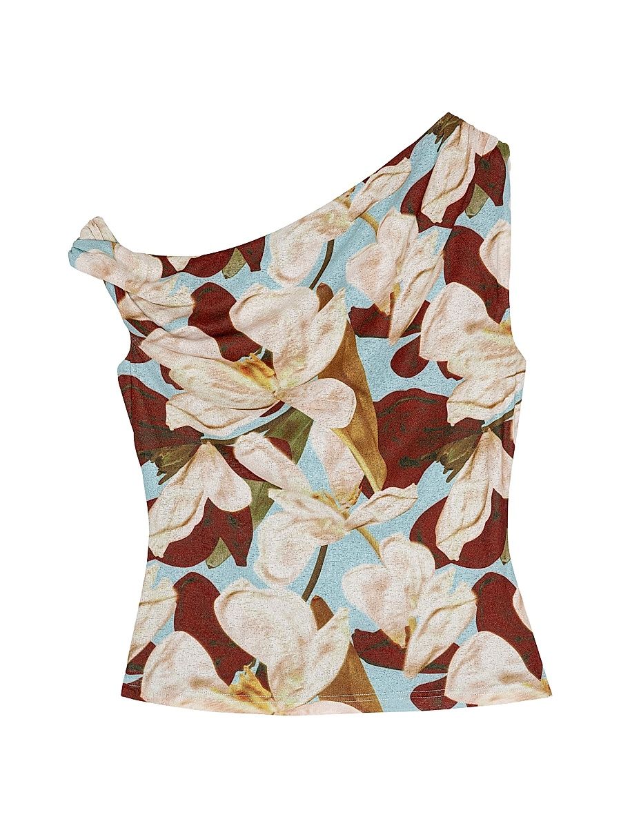 Women's Orelia Floral Asymmetric Top - Plumeria - Size XS