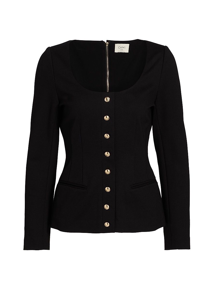 Women's Yekaterina Scoopneck Blazer Top - Black - Size 8