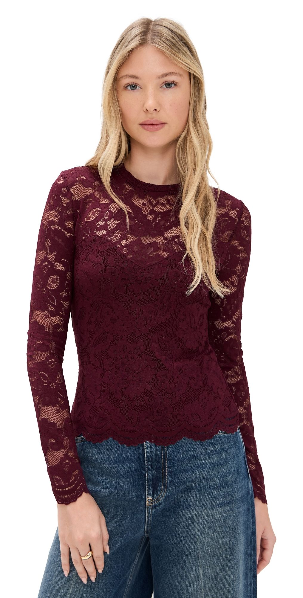 Generation Love Clayton Lace Top Cabernet M