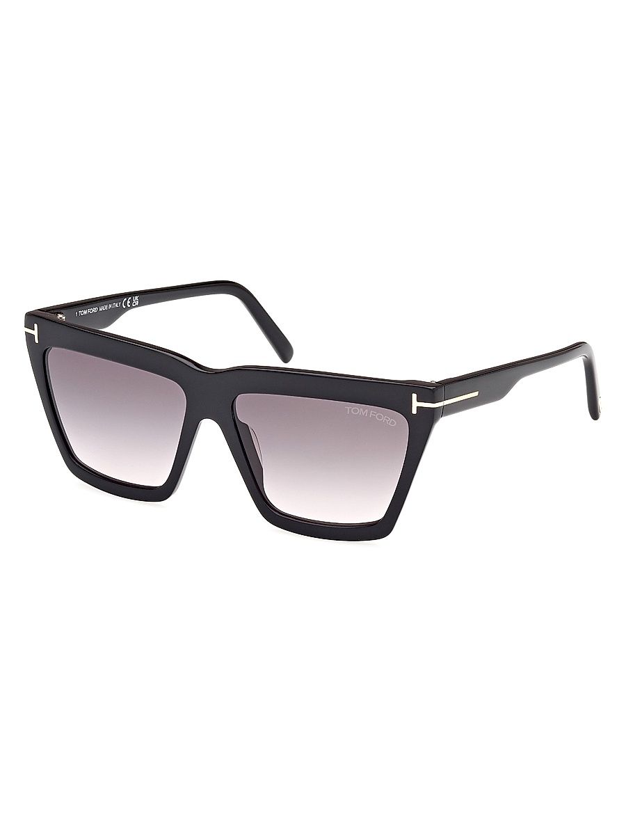 Women's 56MM Geometric Sunglasses - Black Gradient Smoke Pink
