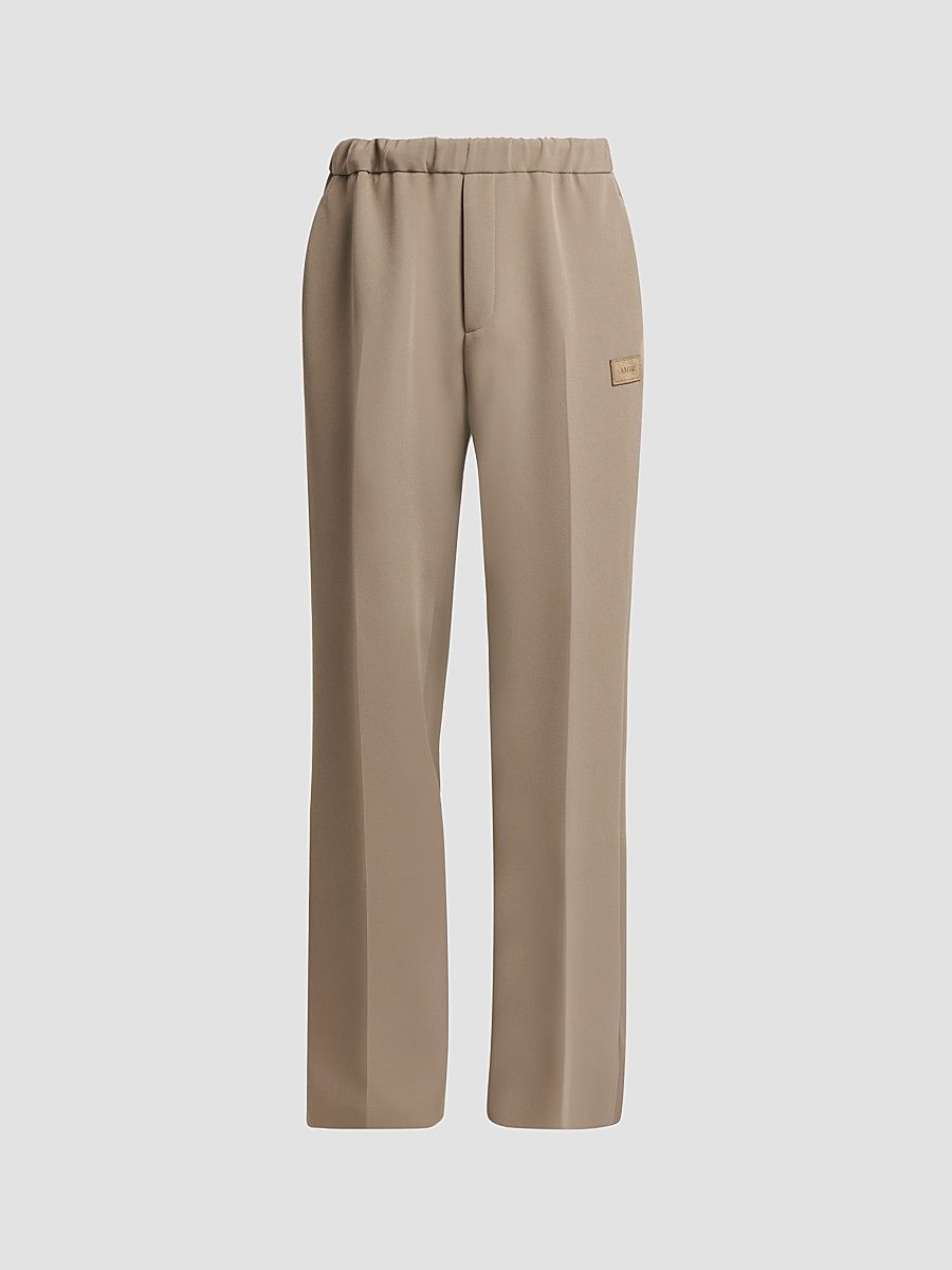 Men's Elasticized Waistband Satin Wide-Leg Track Pants - Dark Sand - Size XS
