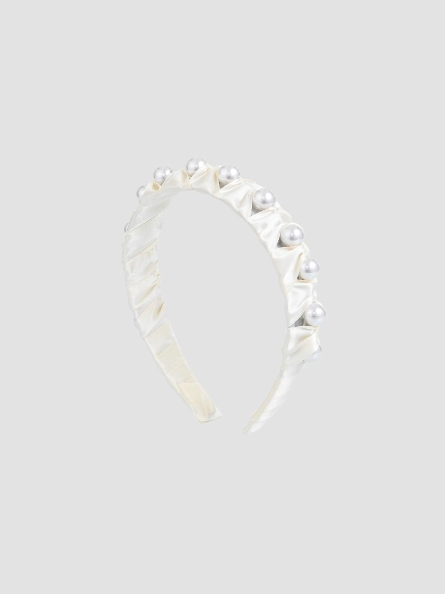 Mimi Tutu Girl's Girl's Pearl Accent Headband - White