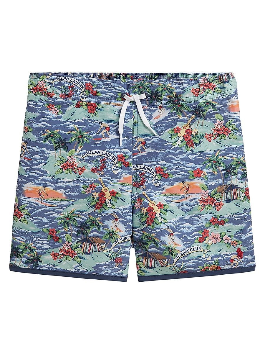 Little Boy's & Boy's Tropical-Print Swim Trunks - Polo Surf Scenic Print - Size 18