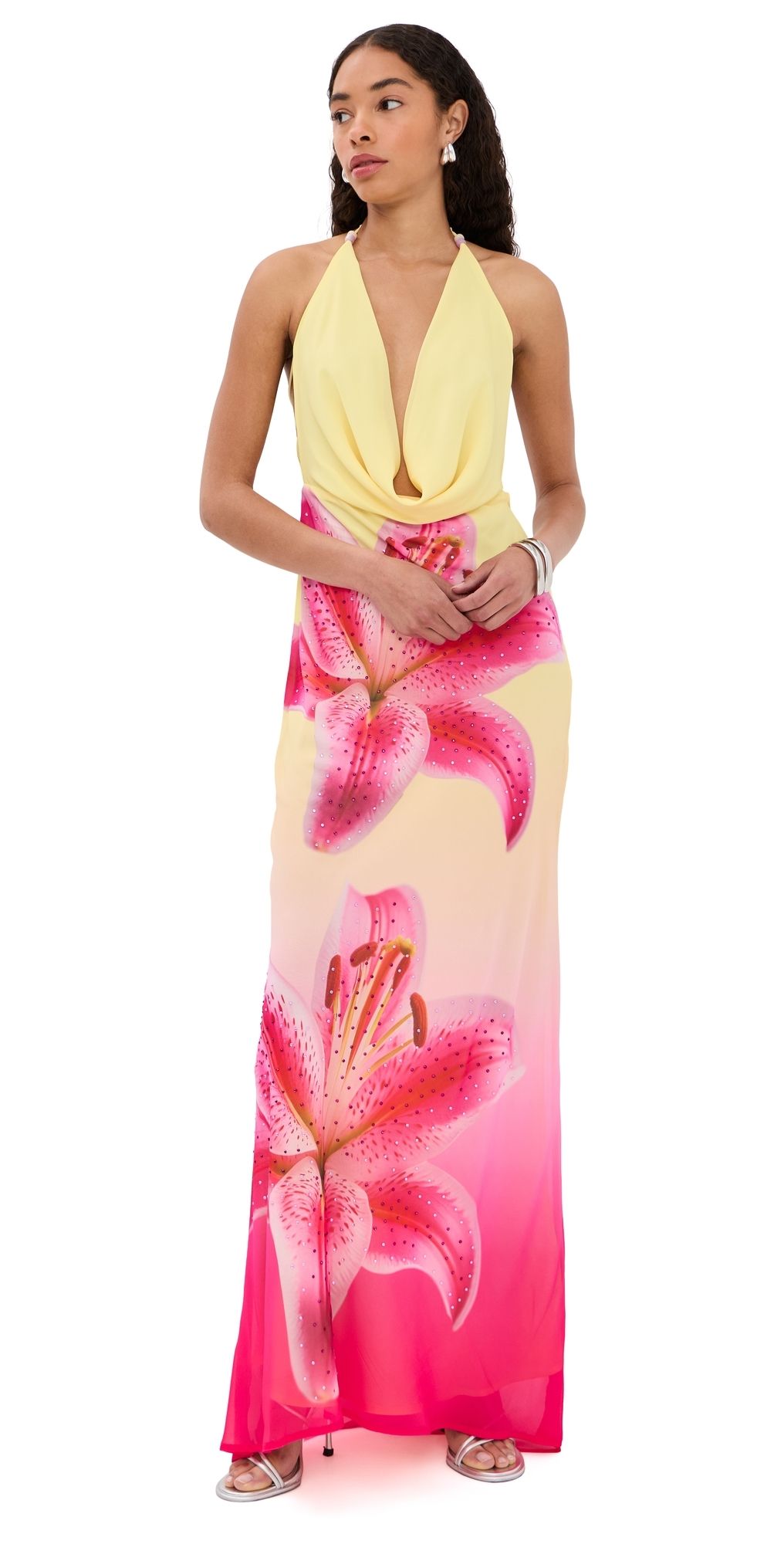 Runaway the Label Juliana Cowl High Slit Maxi Dress Pink Lily S