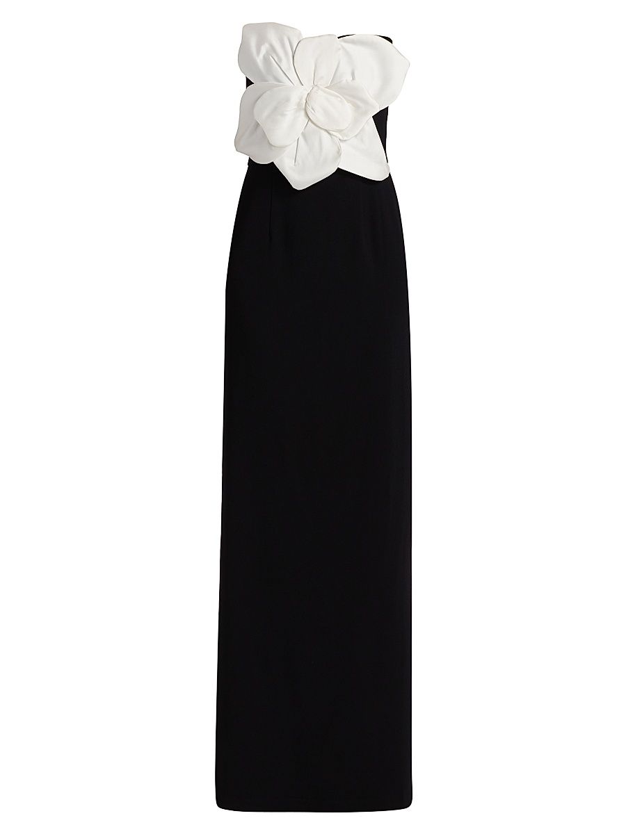 Women's Marist Rosette Column Gown - Ivory Black - Size 0