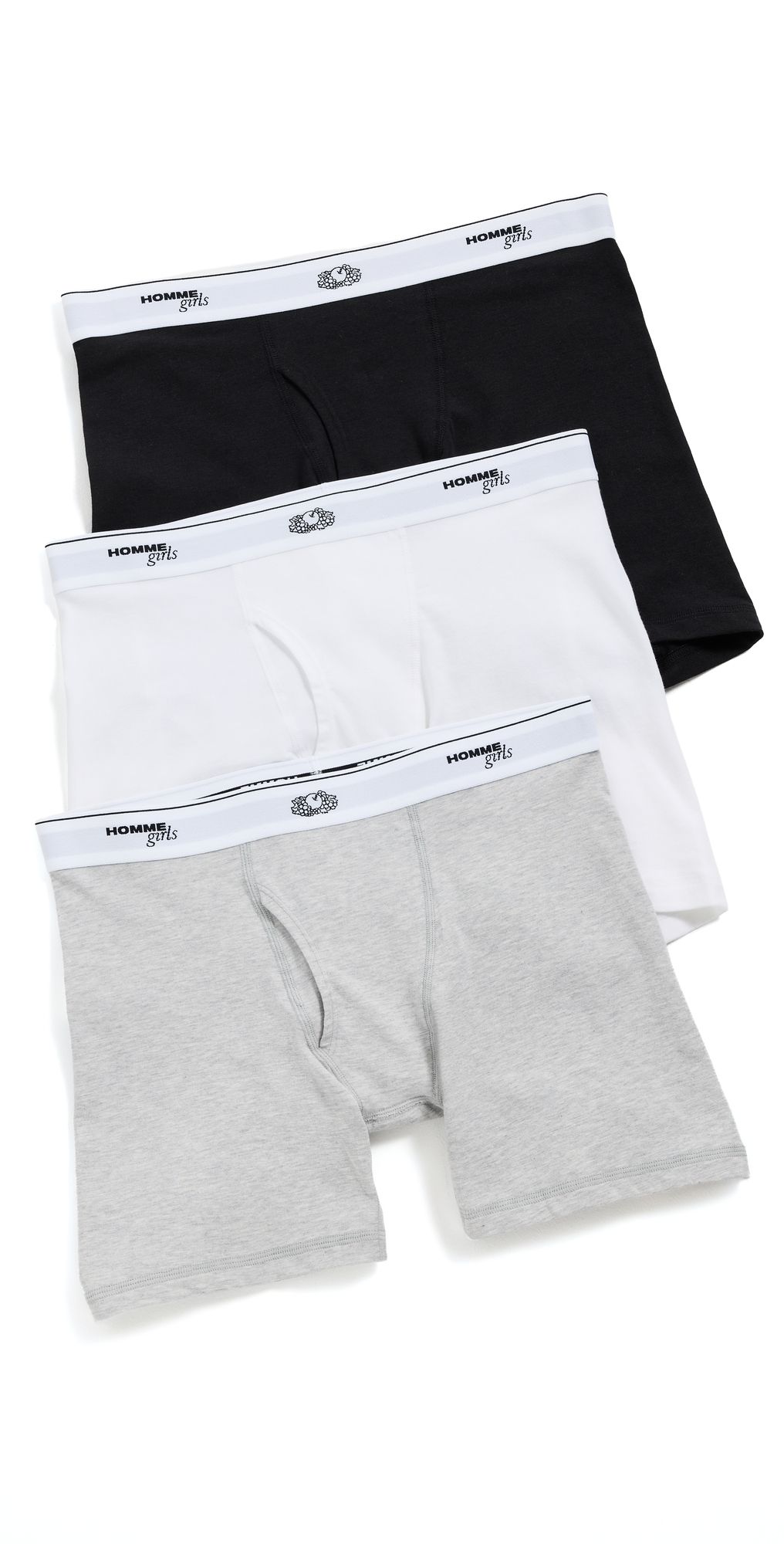 HOMMEGIRLS Homme Girls X Fruit of the Loom Boxer Briefs 3-Pack Black/Heather Grey/White XL