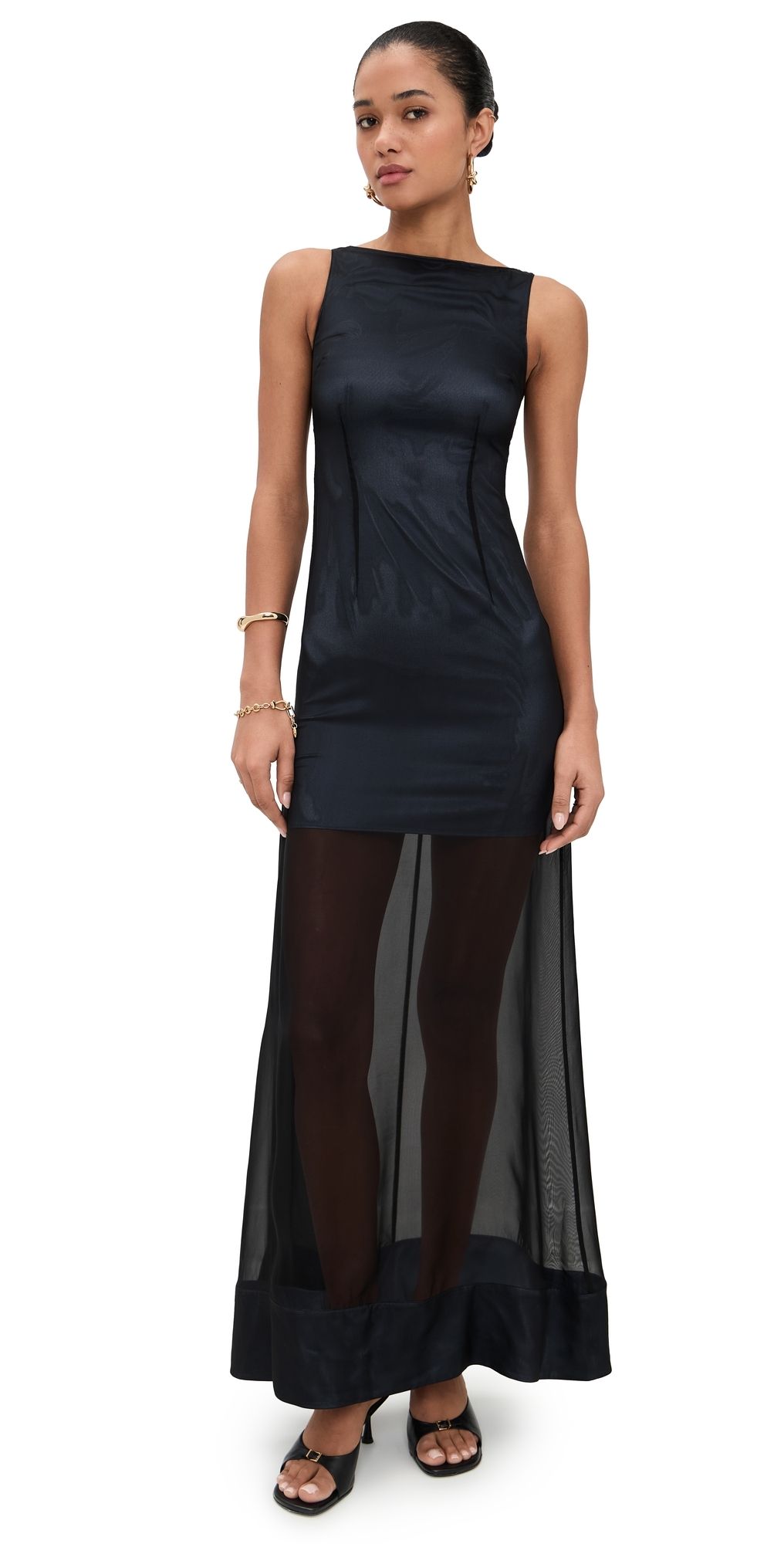ALIGNE Amalie Sheer Maxi Dress Black 12