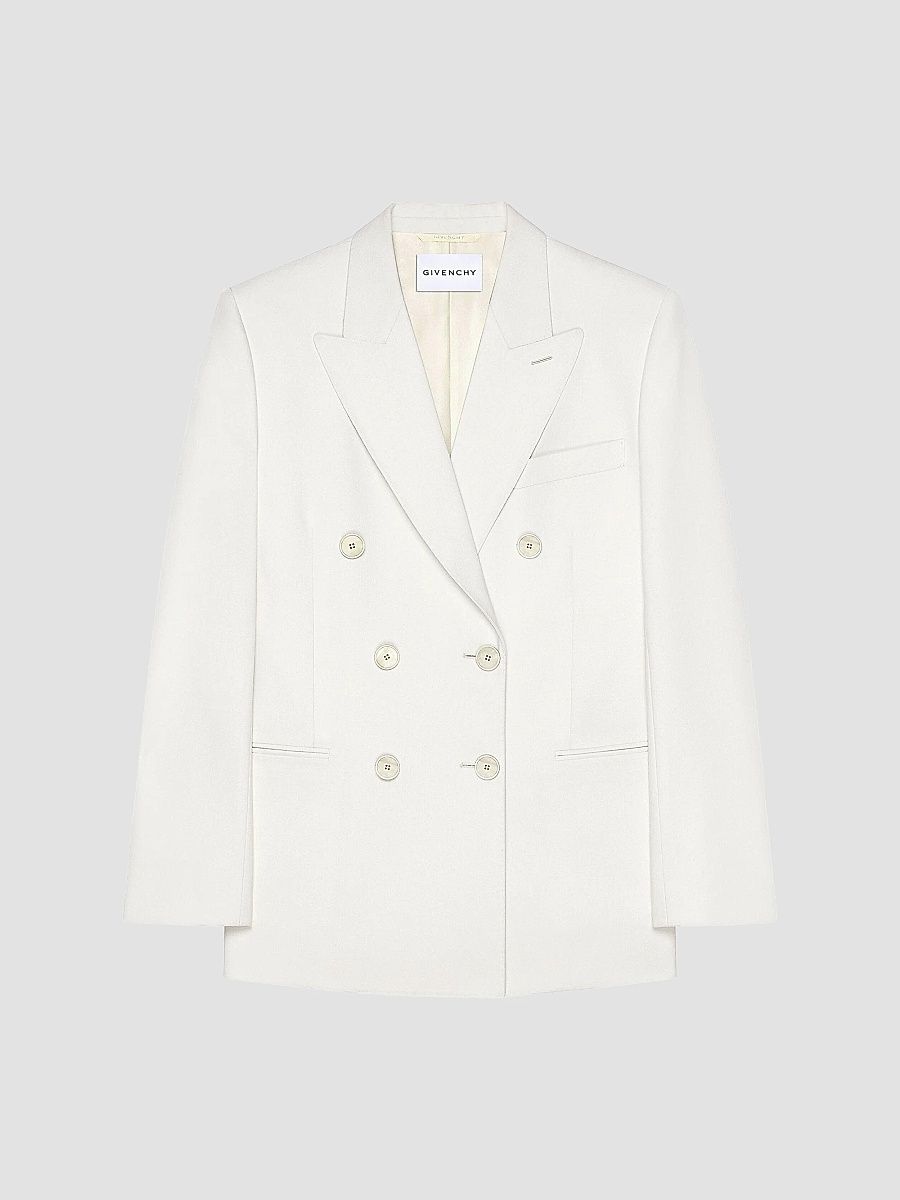 Givenchy Women's Double-Breasted Blazer in Wool and Mohair - White - Size 2