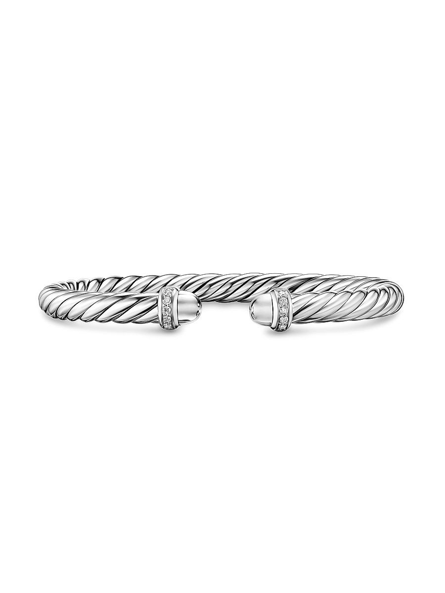 Women's Cable Flex Bracelet in Sterling Silver - Diamond - Size Medium