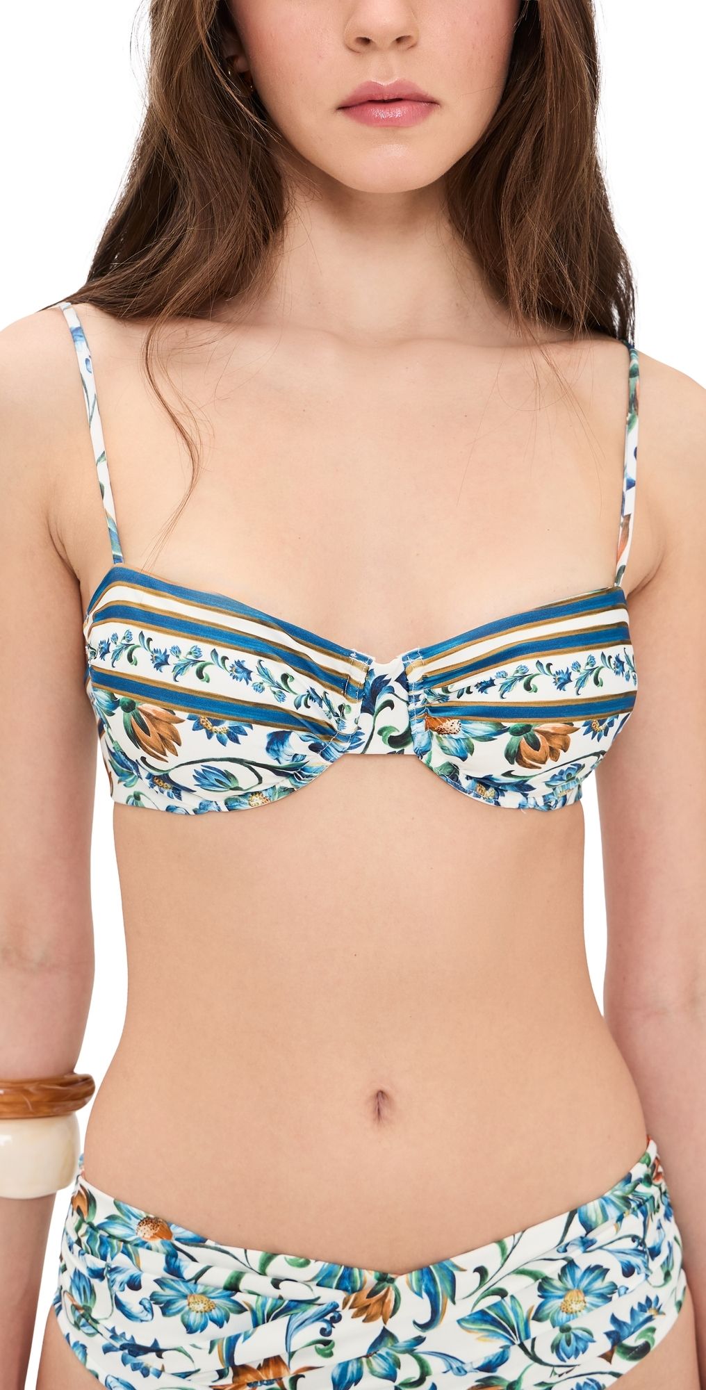 FARM Rio Flora Tile Under Wire Bikini Top Flora Tile Off White XS