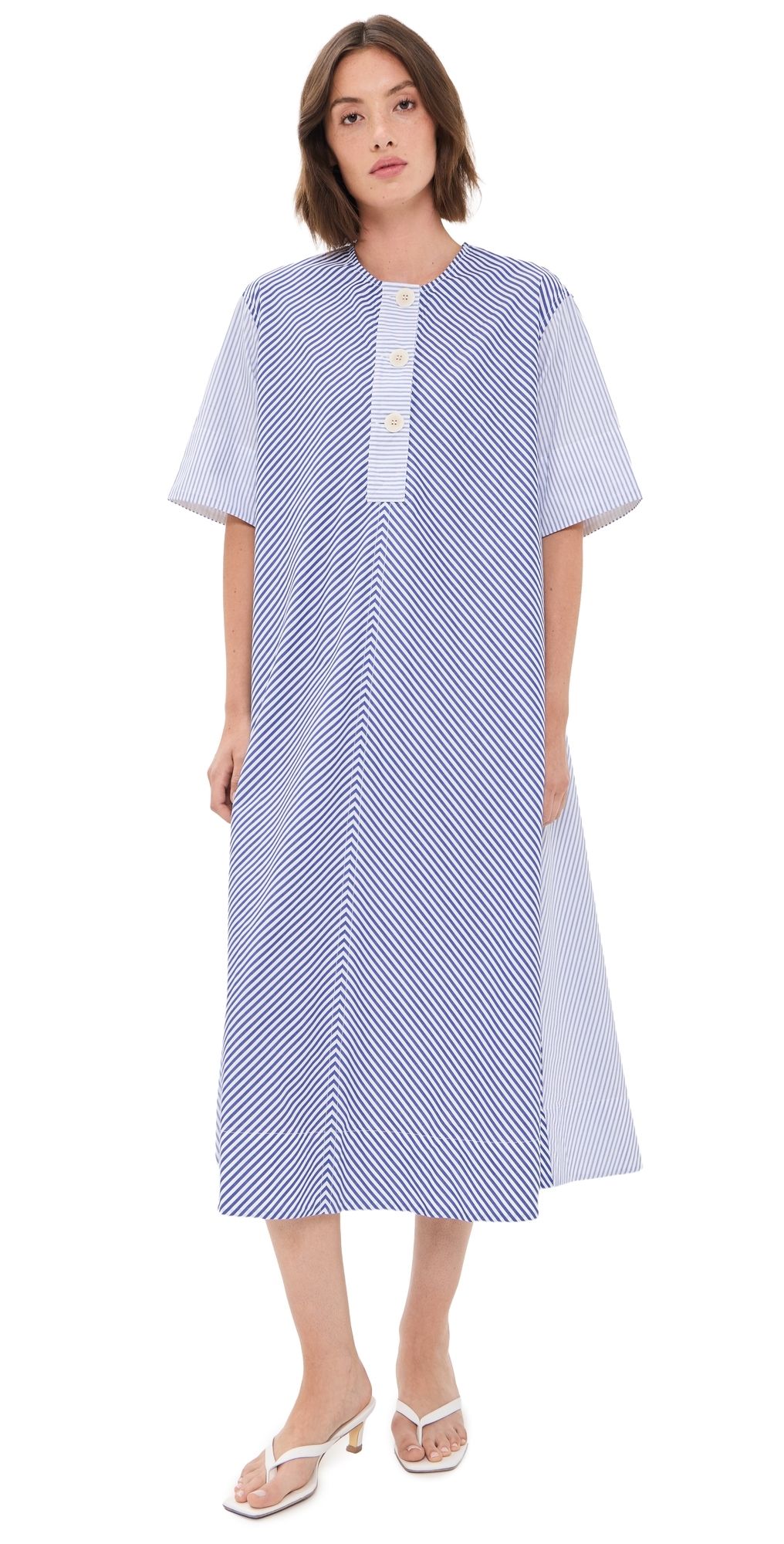 Lee Mathews Ivy Stripe Shirt Dress Navy 3