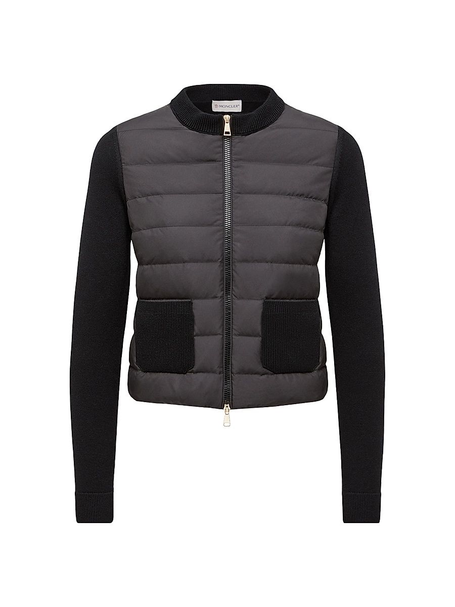 Women's Down Filled Cardigan in Wool - Black - Size XL