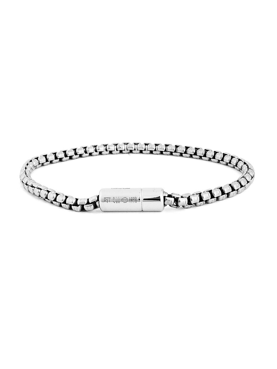 Men's Sterlin Silver Oxidised Bracelet - Silver - Size Large