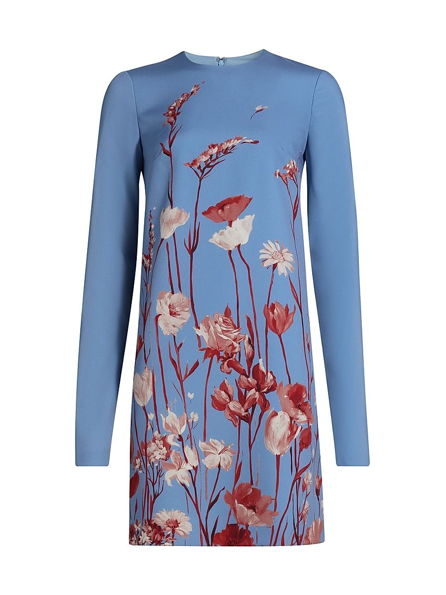 Women's Kelly Floral Crêpe Minidress - Cornflower Multi - Size 10