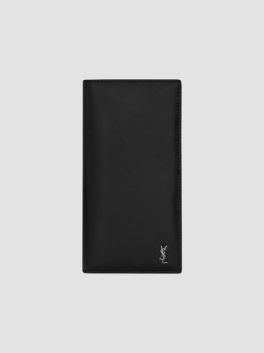 Saint Laurent Men's Tiny Cassandre Continental Wallet in Matte Leather - Black