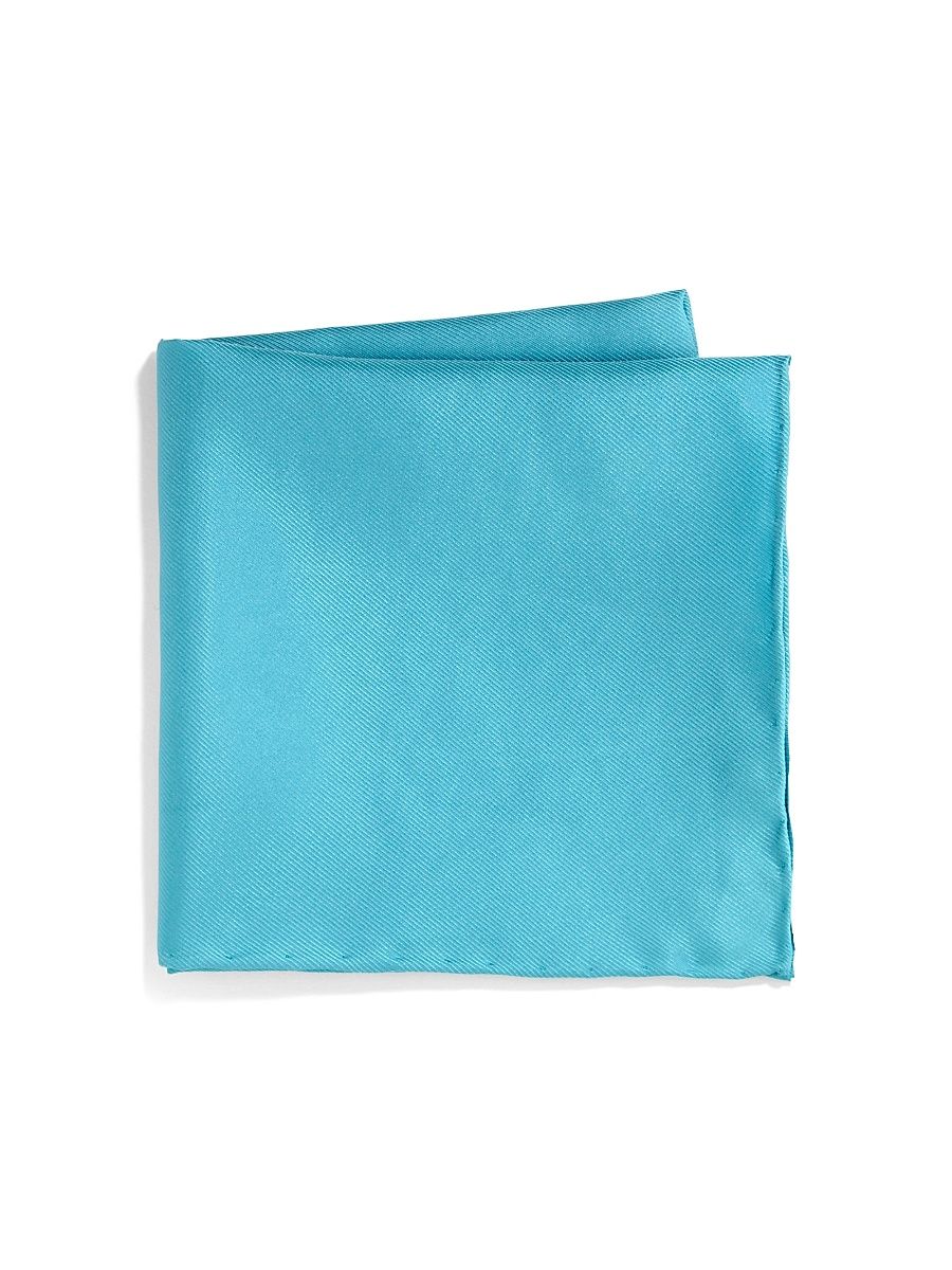 Men's Silk Solid Pocket Square - Aqua
