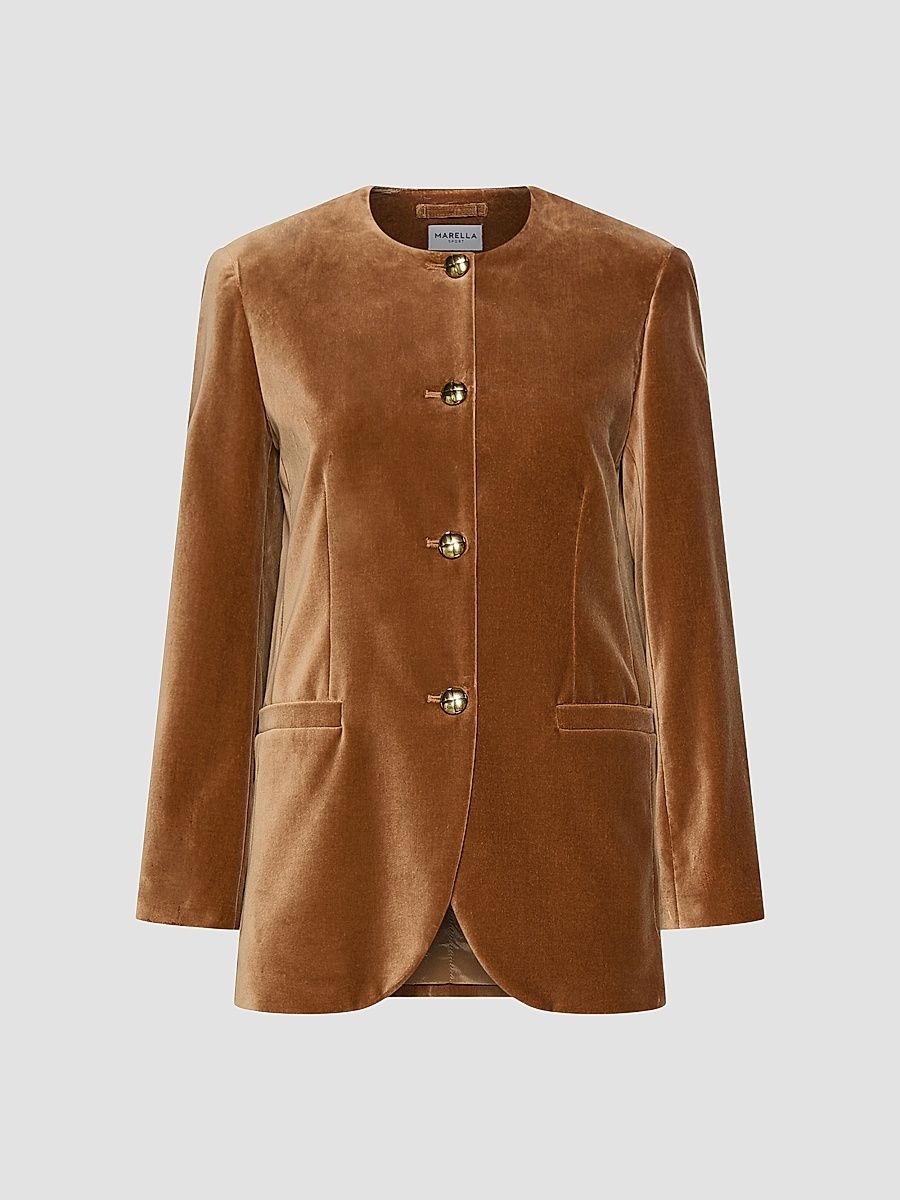 Women's Straight Fit Stretch Velvet Blazer - Buck - Size 0