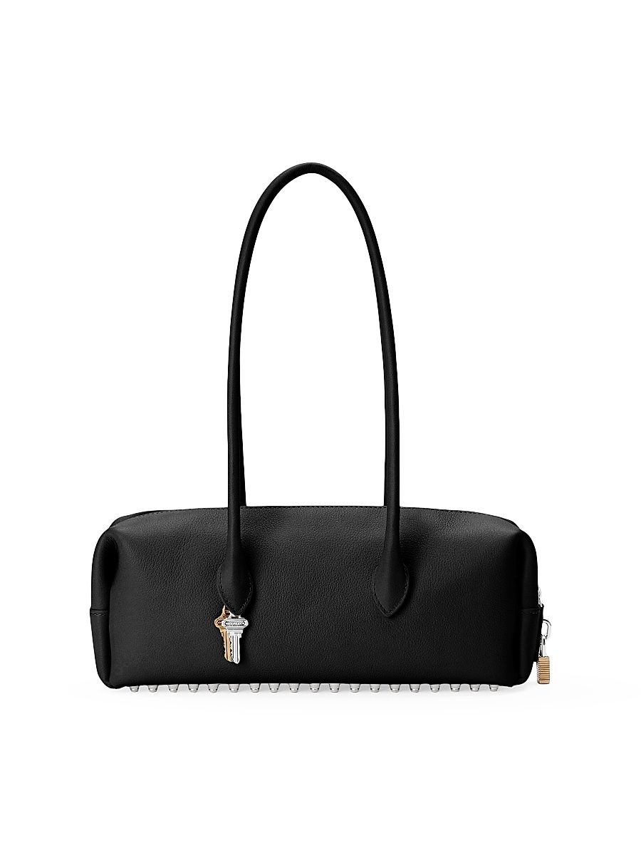 Women's Medium Roux Leather Shoulder Bag - Black