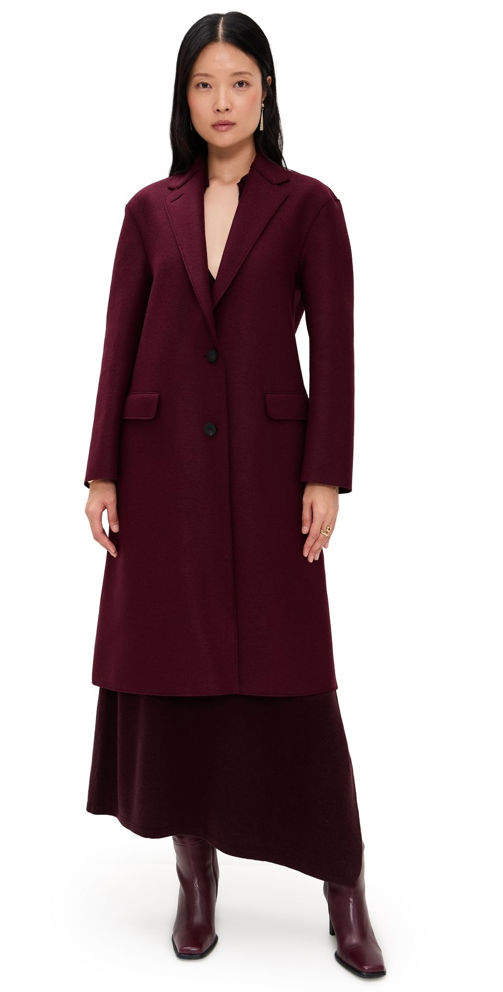 Harris Wharf London Chester Coat Pressed Wool Coat Cinabre 40