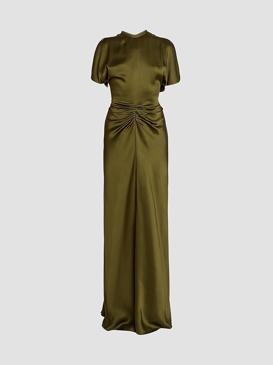 Victoria Beckham Women's Isabella Satin Column Gown - Marsh Green - Size 4