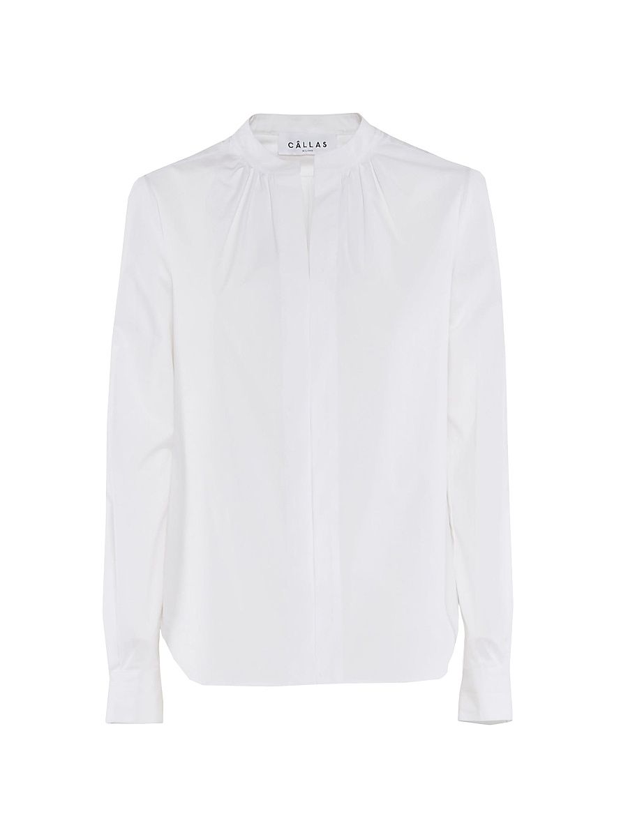 Women's Olympia Long Sleeve Poplin Top - White - Size 14