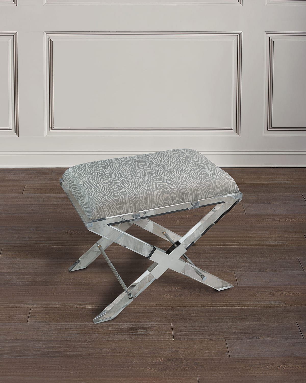 Crossing Lucite Bench Faux Bois