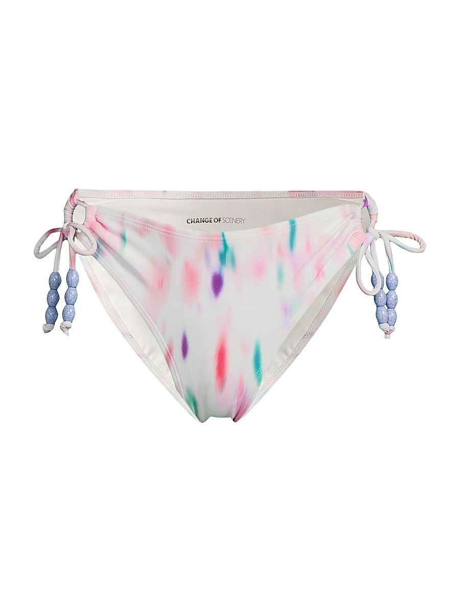 Women's Taryn Ikat Hipster Tie Bikini Bottom - Hazy Ikat Ivory - Size Large
