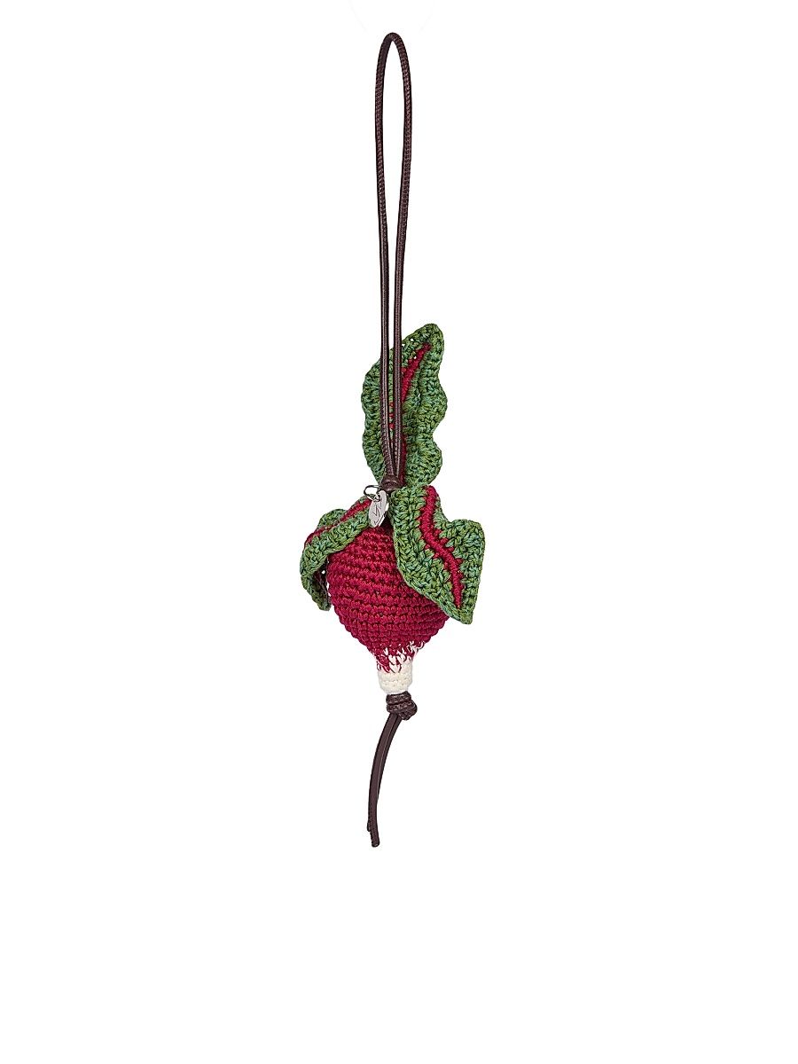 Women's Radish Cotton-Leather Bag Charm - Burgundy
