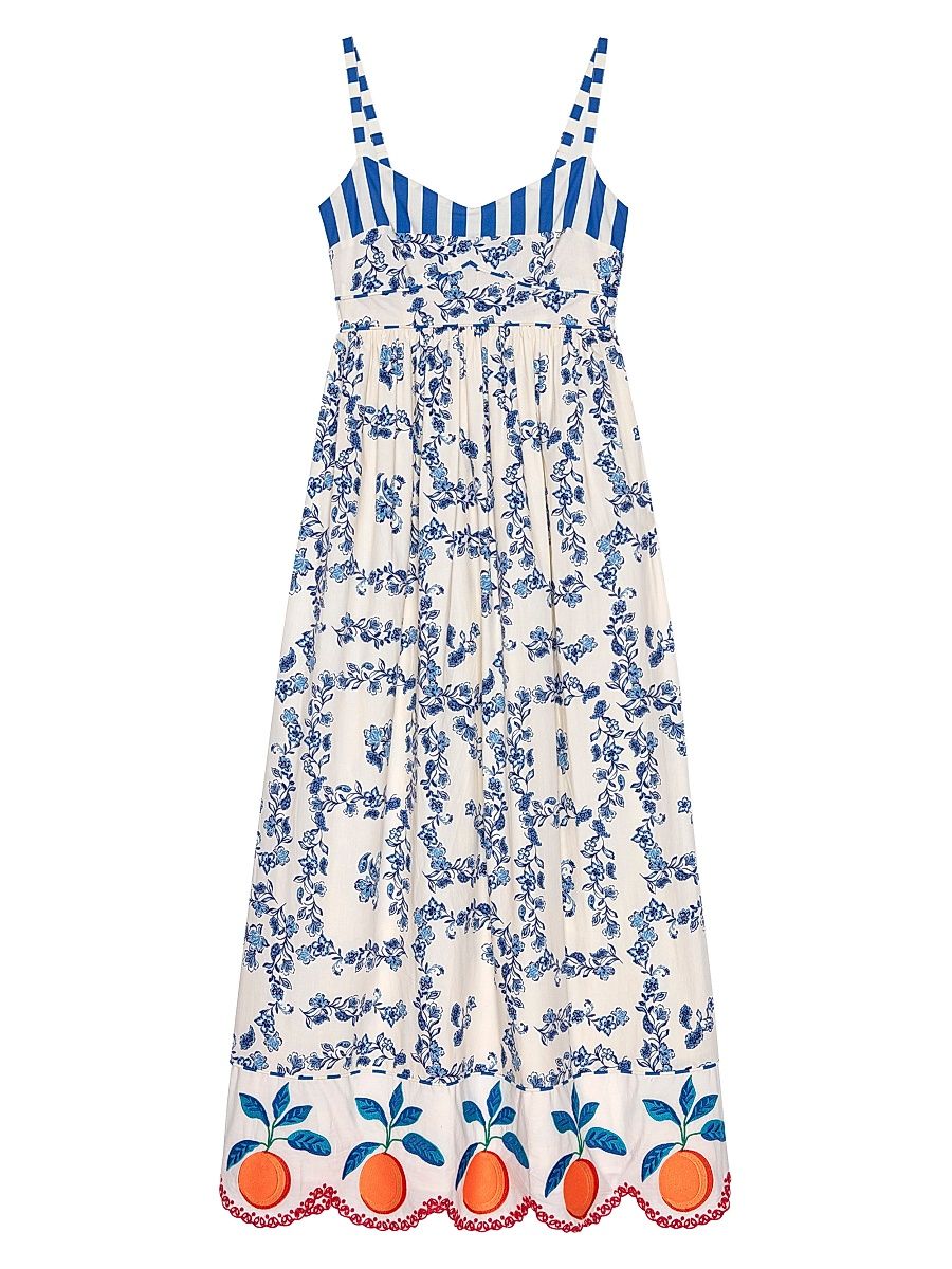 Women's Lexie Printed Cotton Midi Dress - Ceramic Floral - Size XS