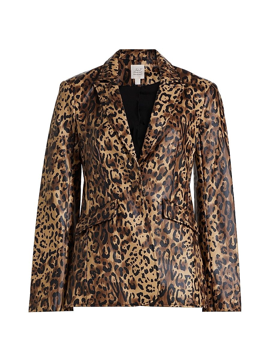 Women's Cheyenne Leopard Faux-Leather Blazer - Black Sahara - Size 2