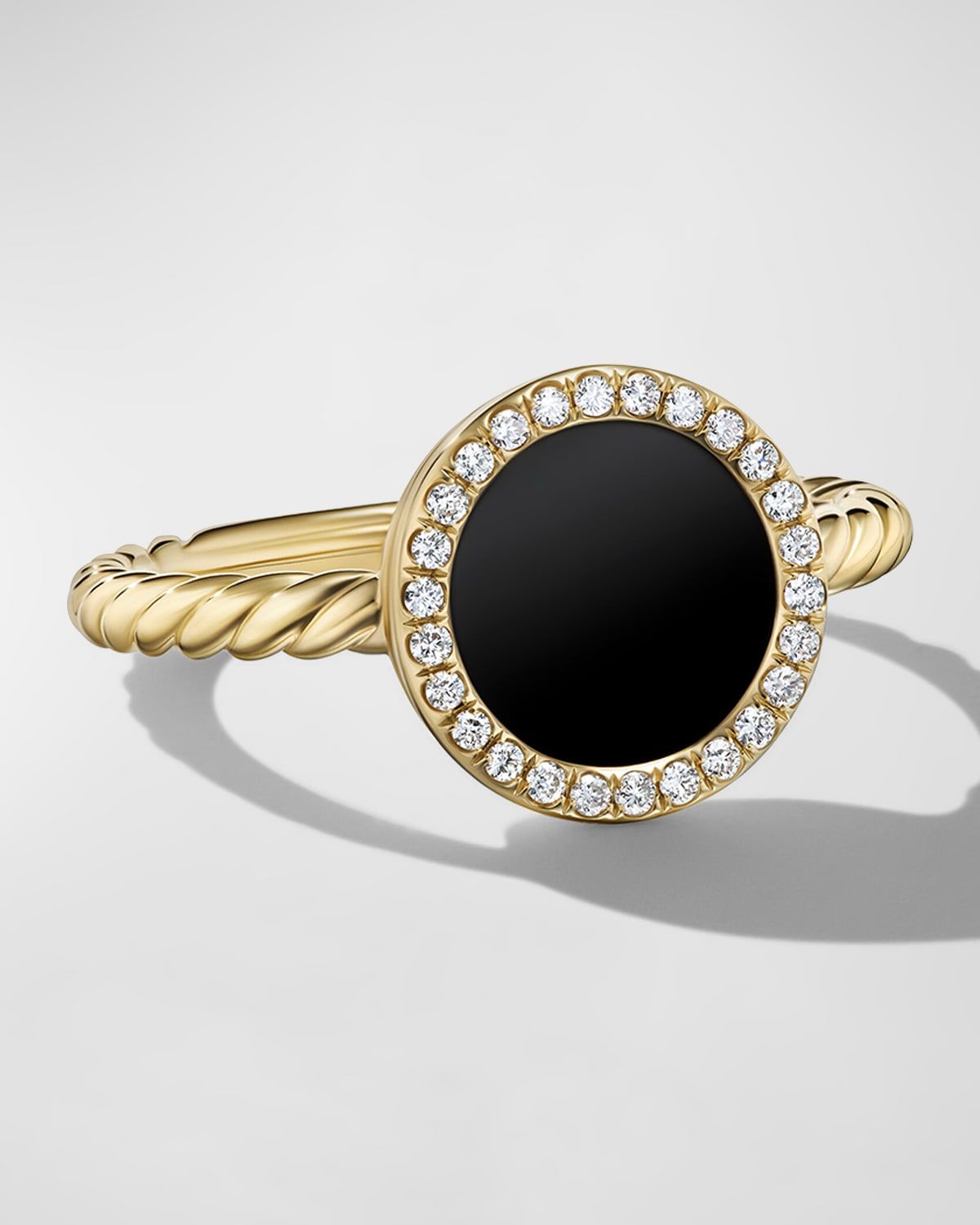 DY Elements Ring with Black Onyx and Diamonds in 18K Gold, 11mm