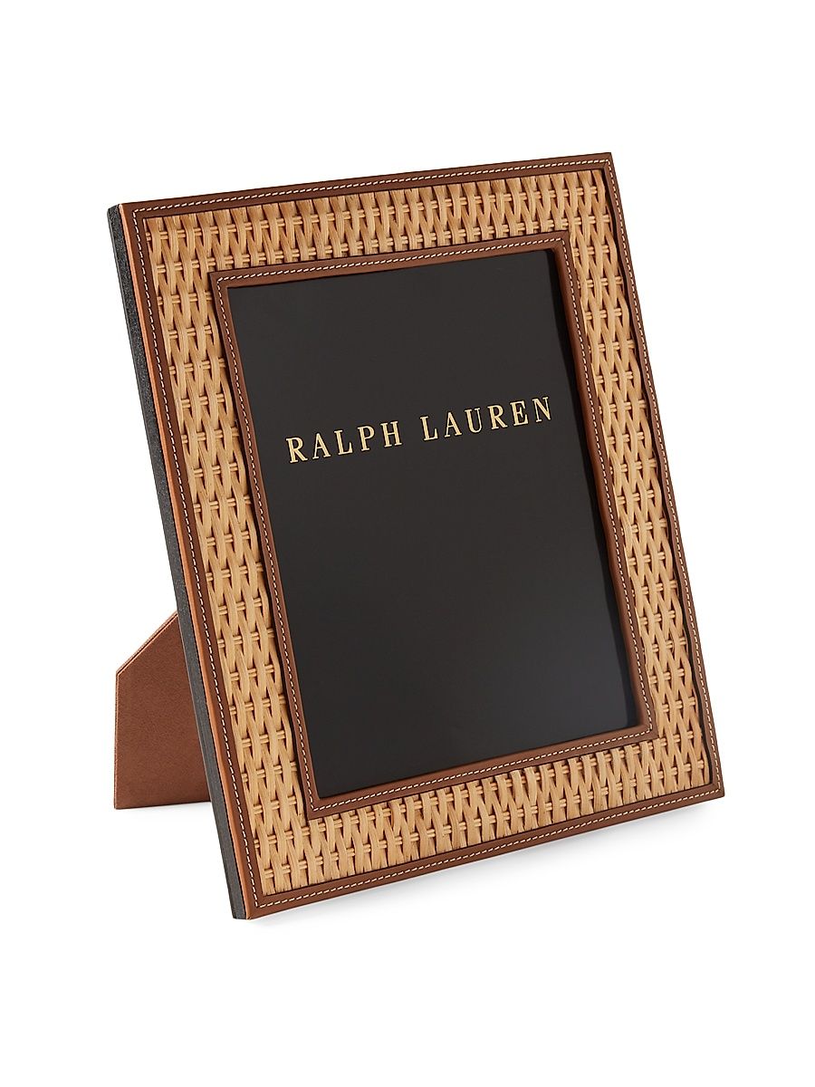 Bailey Rattan & Leather Frame - Brown - Size 8 x 10