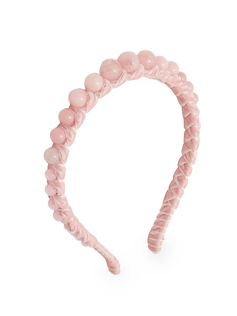 Women's Rose Quartz-Embellishd Velvet Headband - Rose Quartz