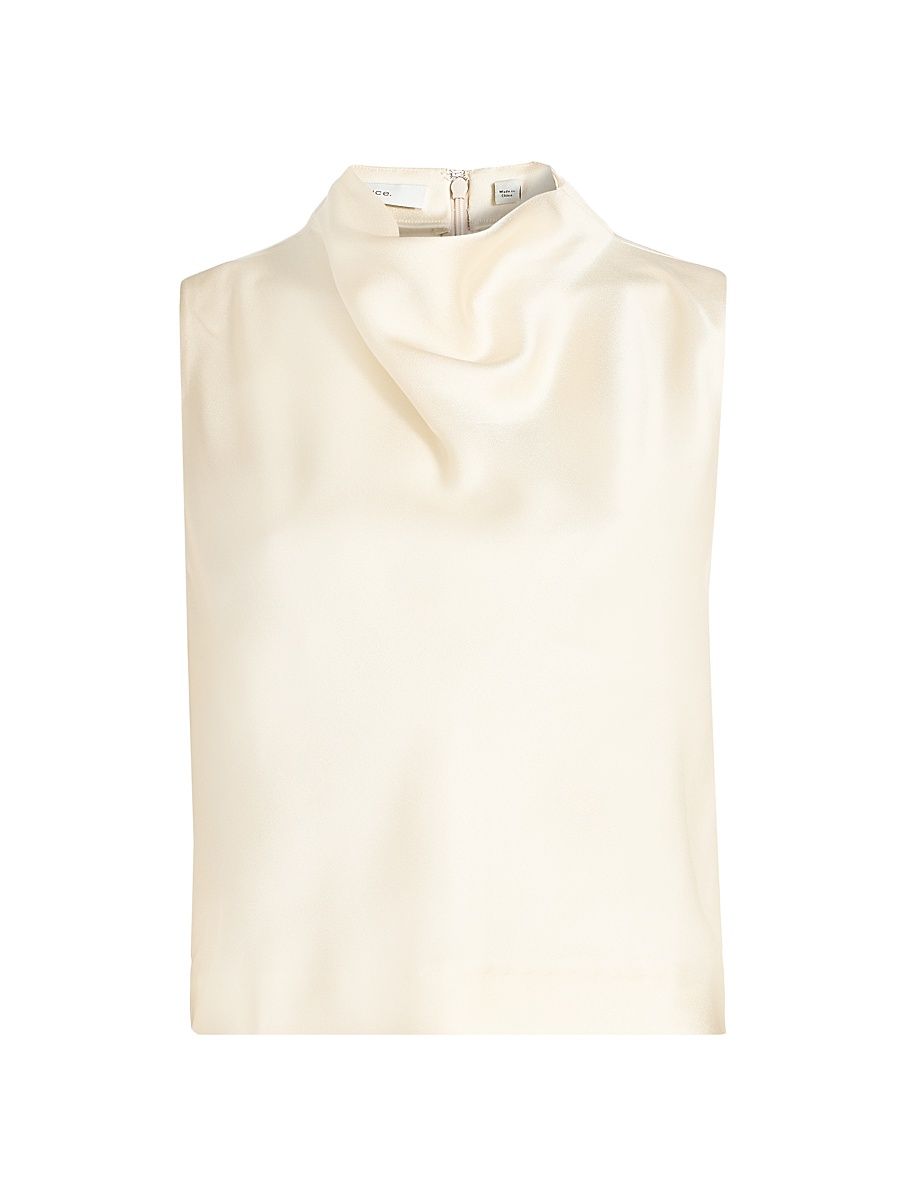 Women's Satin Cowlneck Crop Top - Azul - Size XXS