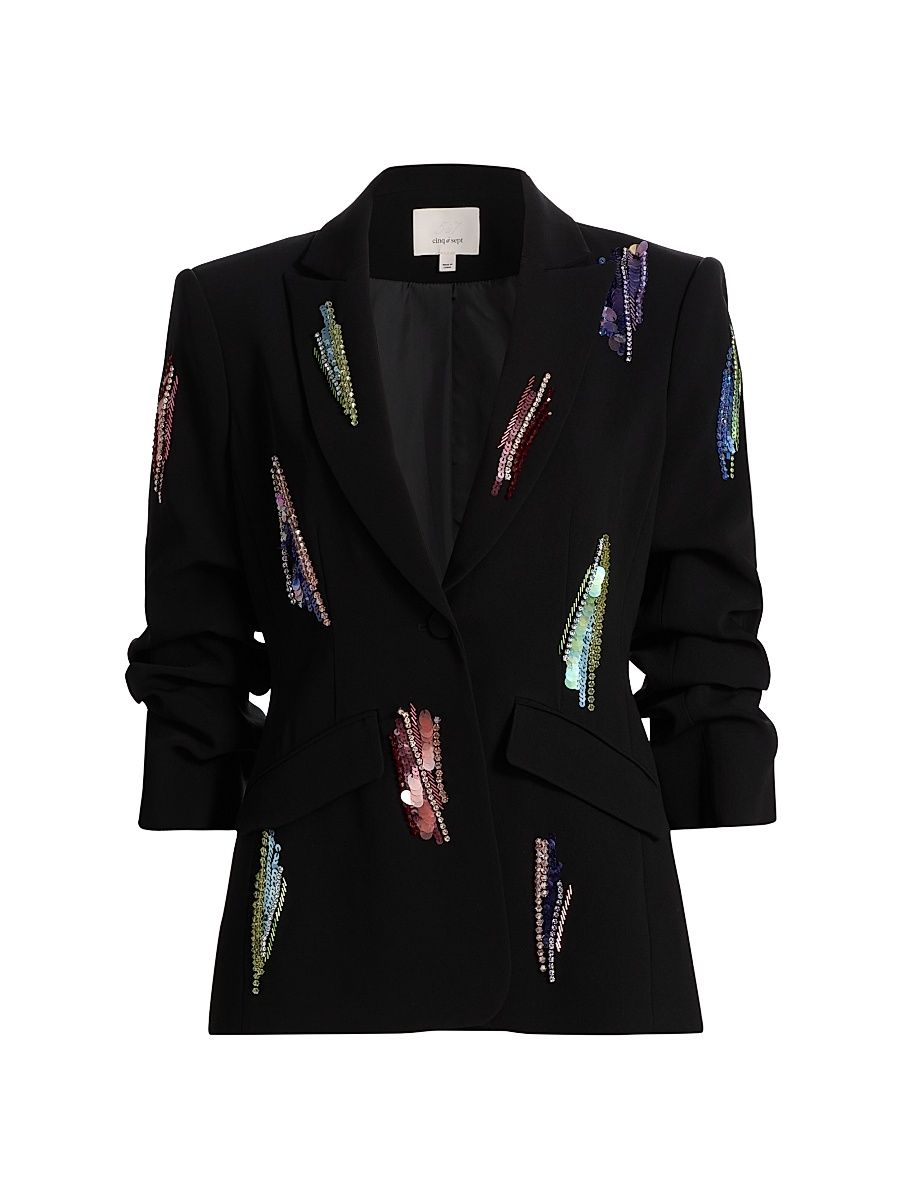 Women's Cheyenne Sequined Whirl Blazer - Black Multi - Size 10