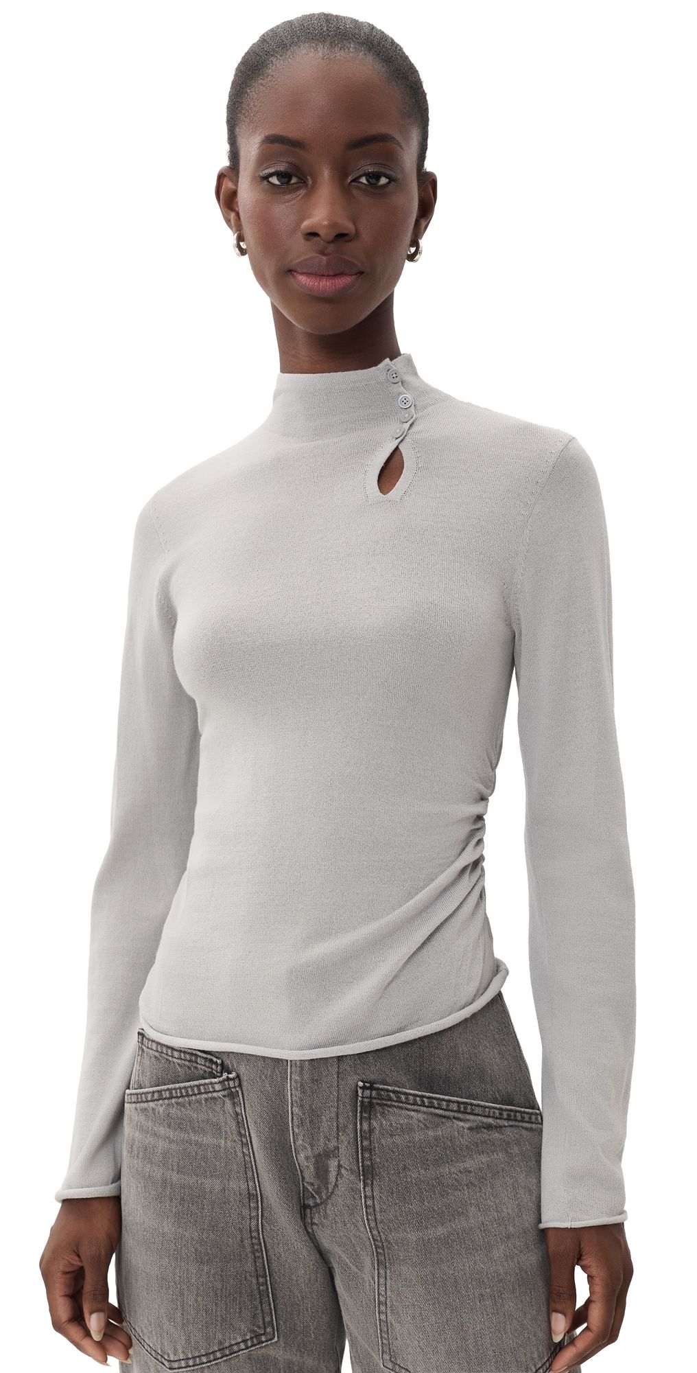 Helmut Lang Button Sweater Light Grey S