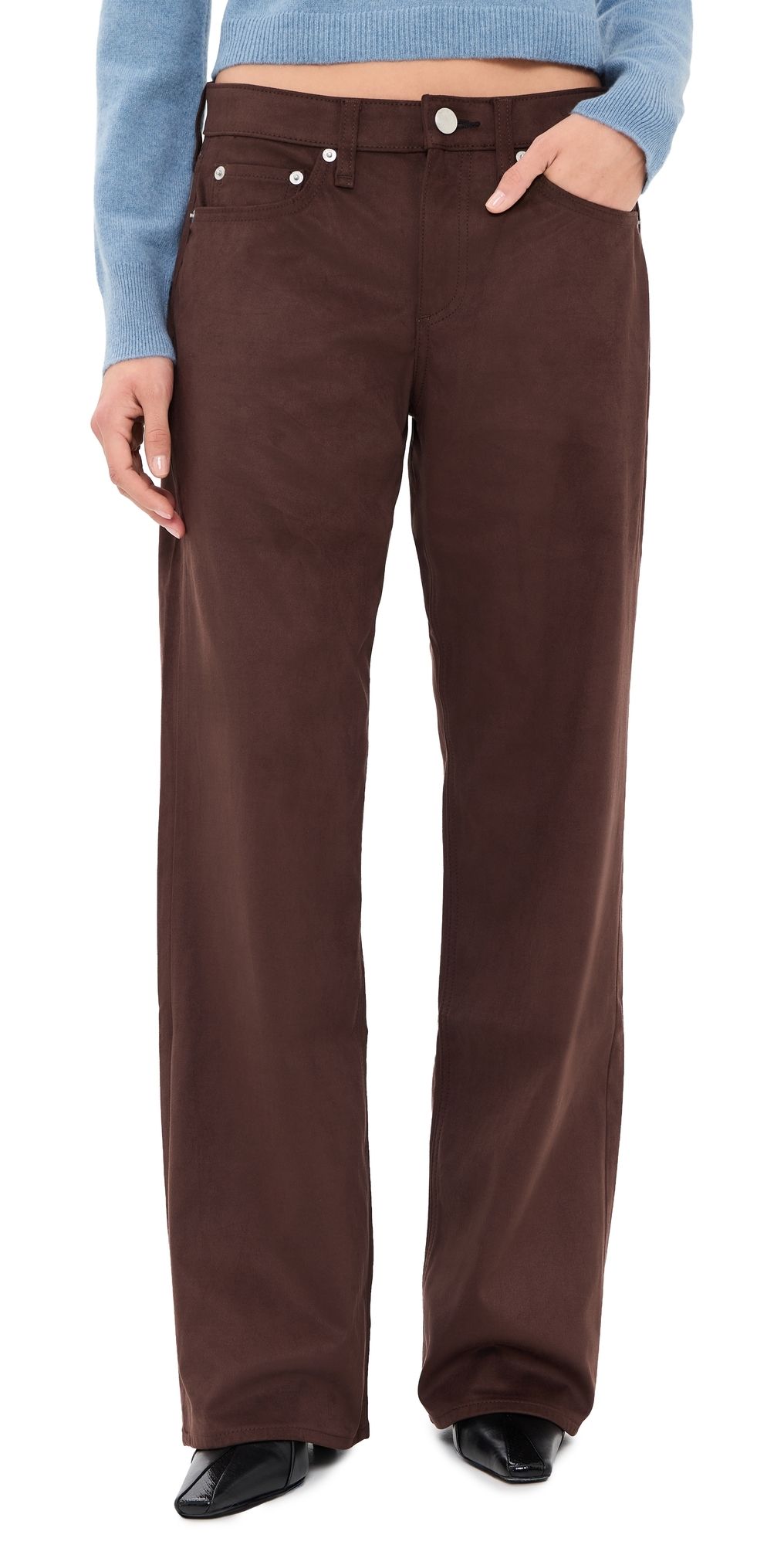 rag & bone Faux Suede Straight Pants Darkbrown 26