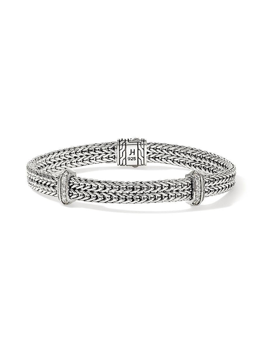 Women's Icon Sterling Silver & 0.33 TCW Diamond Chain Bracelet - Silver - Size Medium