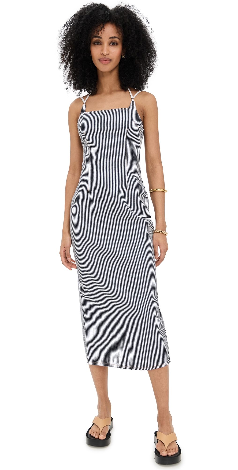 Lioness Birkin Midi Dress Navy Stripe XS