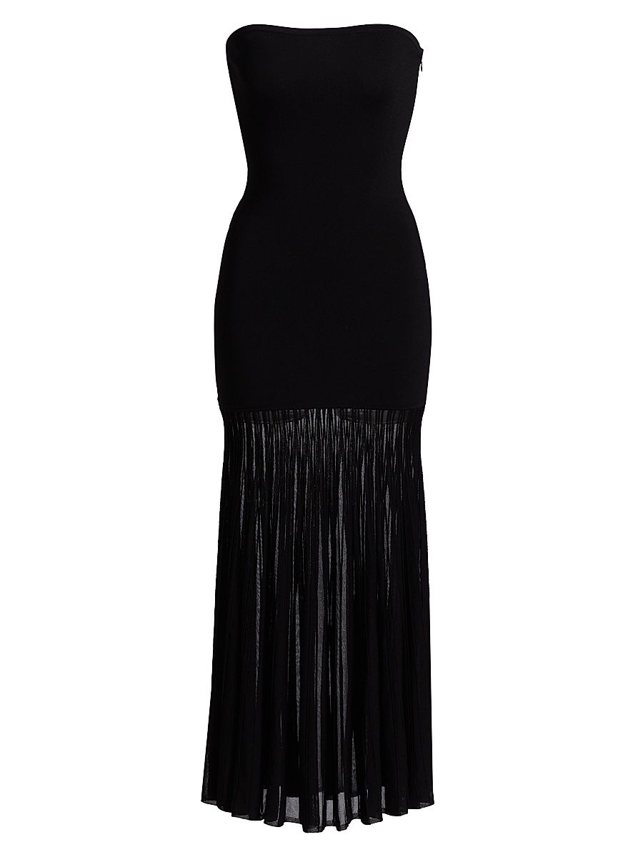 Women's Semi-Sheer Strapless Maxi Dress - Black - Size Medium