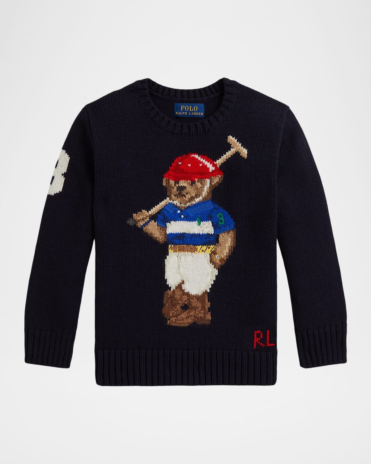 Boy & apos;s Polo Bear Intarsia Crewneck Sweater