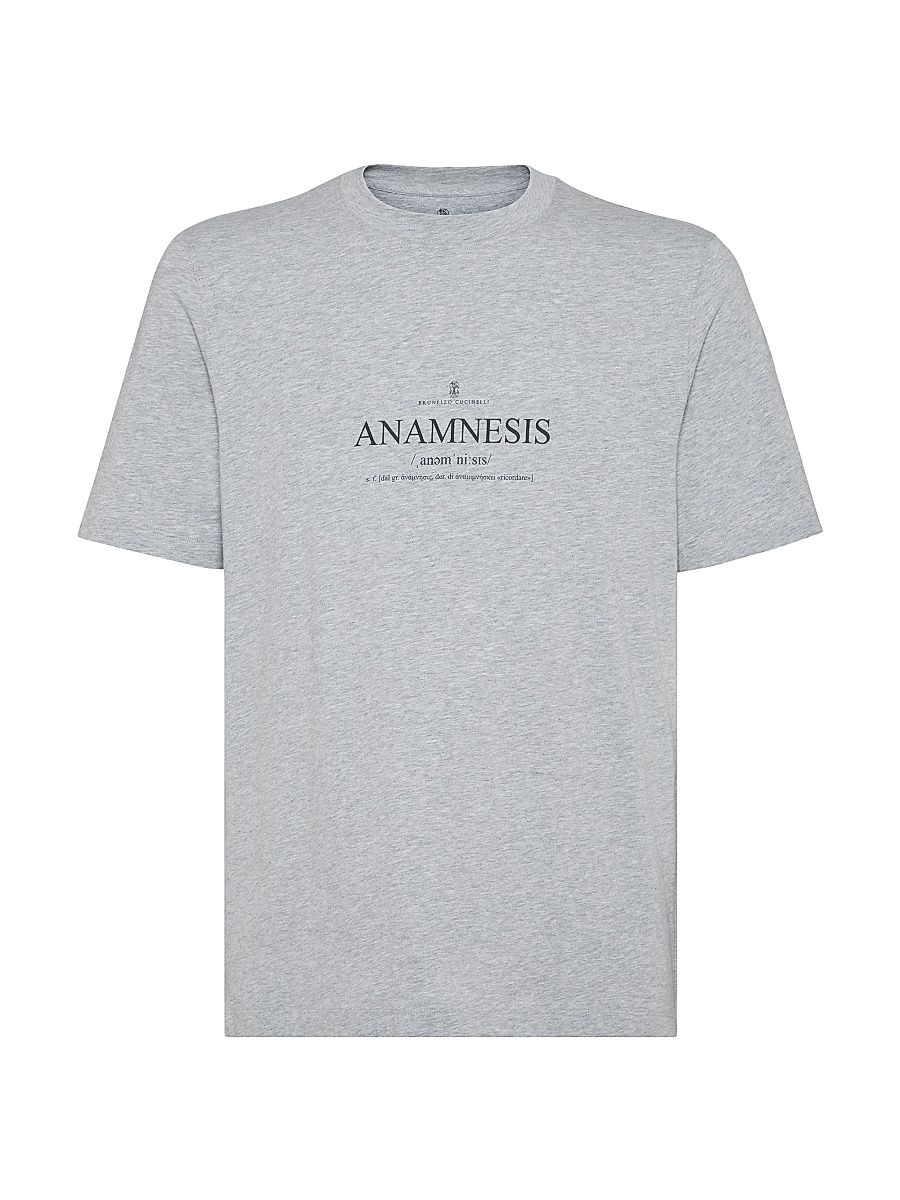 Men's Cotton Jersey Crewneck T-Shirt with Print - Grey - Size XXXL