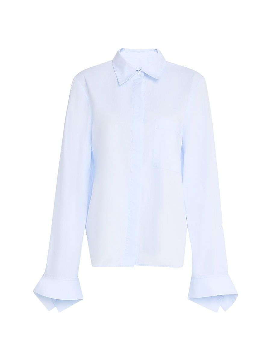 Women's Boyfriend Cotton Patch Pocket Shirt - Light Blue - Size XL