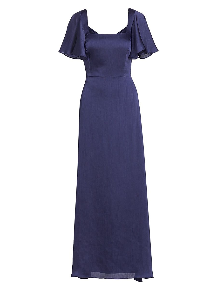 Women's Aurora Satin A-Line Gown - Deep Cobalt - Size 8